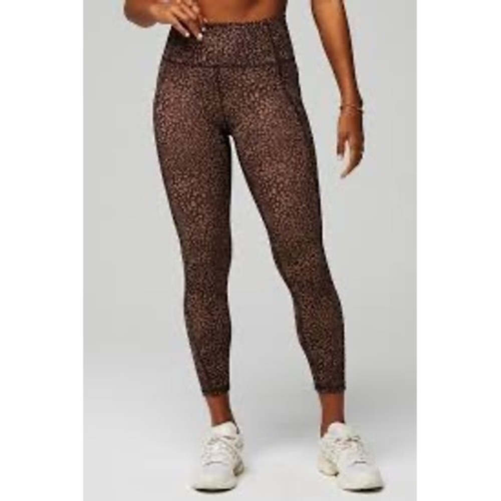 Fabletics‎ PureLuxe High Waisted Pebble Print Leggings Brown Tan 7/8 Small